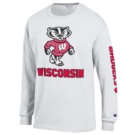 WISCONSIN BADGERS ADULT RED LONG SLEEVE EMBROIDERED MOCK TURTLE NECK T-SHIRT NWT 