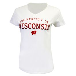 Women's Wisconsin Badgers Ladies Bling V-neck Shirt S-3XL T-shirt 