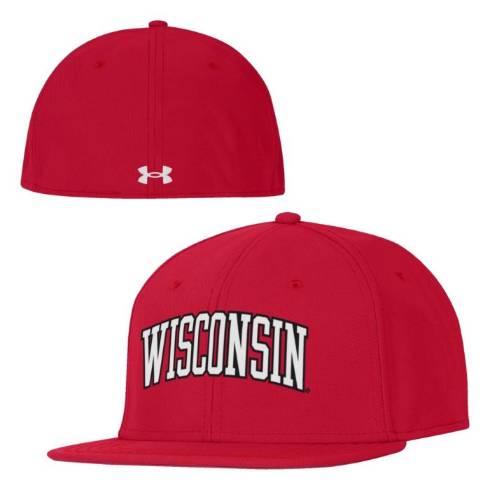 Wisconsin Badgers Under Armour Red Arch Fitted Cap
