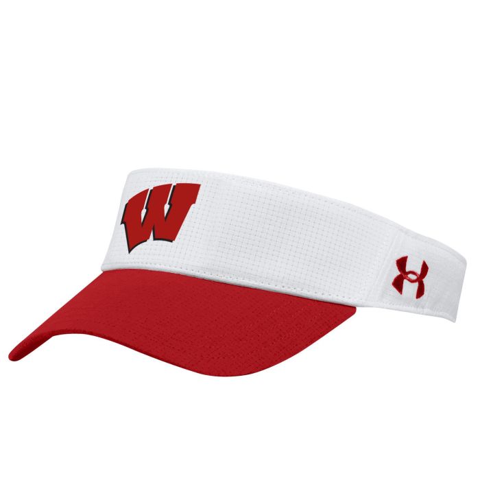 Wisconsin Badgers Under Armour White & Red 2023 Sideline Airvent Visor