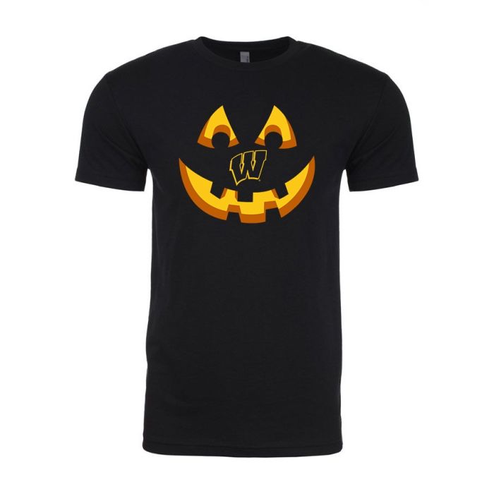Wisconsin Badgers Black 2022 Halloween Motion W Jack-O-Lantern T-Shirt ...