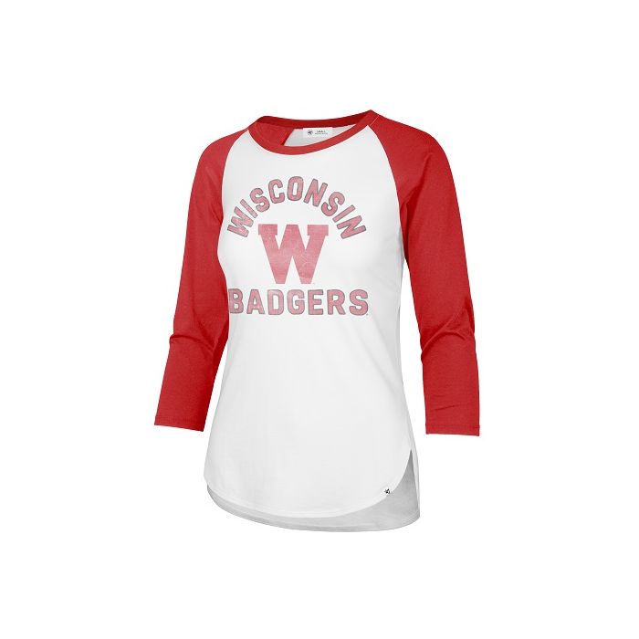 Definitie ik wil Overeenkomstig Wisconsin Badgers '47 Brand White & Red Women's Overturn Frankie Long  Sleeve Raglan T-Shirt | UWshop.com