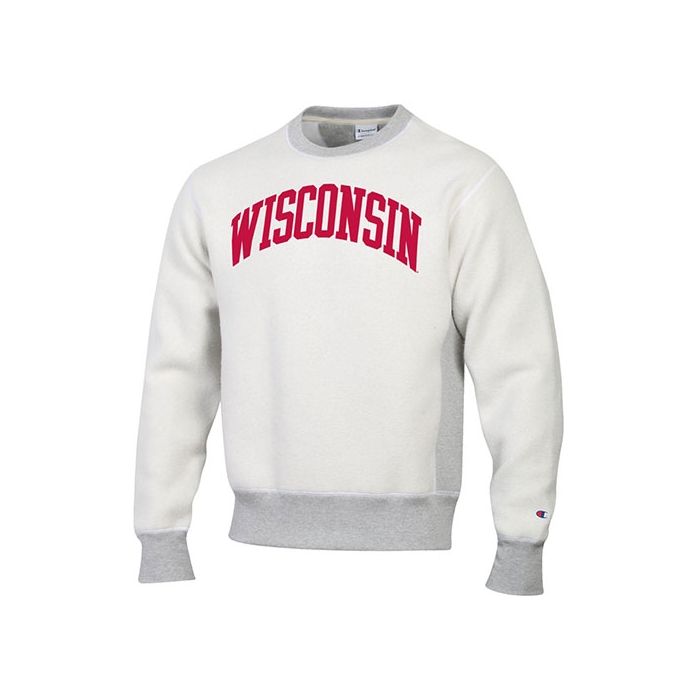 Wisconsin Badgers Champion Gray Reverse Out Reverse Weave Crew