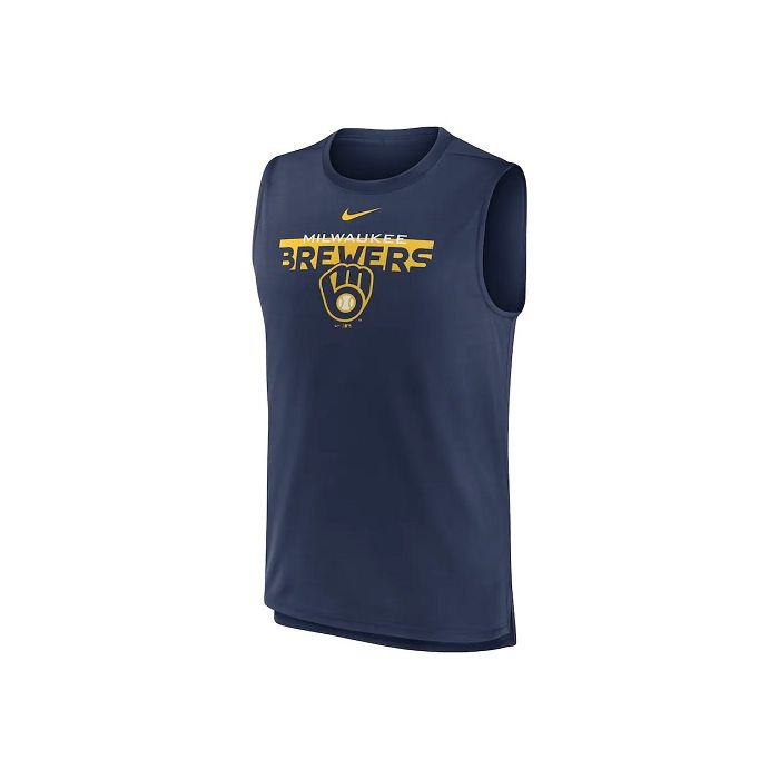 Milwaukee Brewers Nike Navy Knockout Stack Exceed Muscle Tank