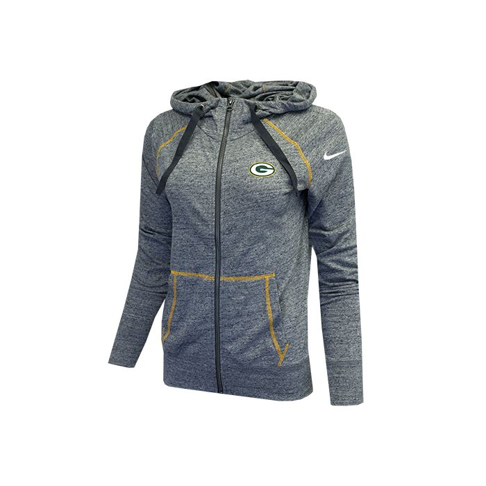 Green Bay Packers Nike Women's Gray 2019 Gym Vintage Full Zip Hooded  Sweatshirt