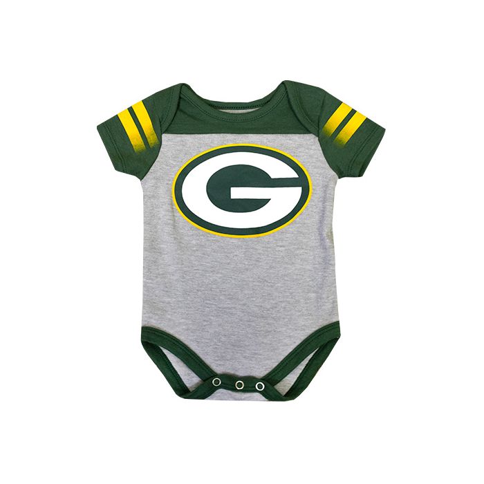Green Bay Packers Gray & Green Infant Lil Blocker Onesie