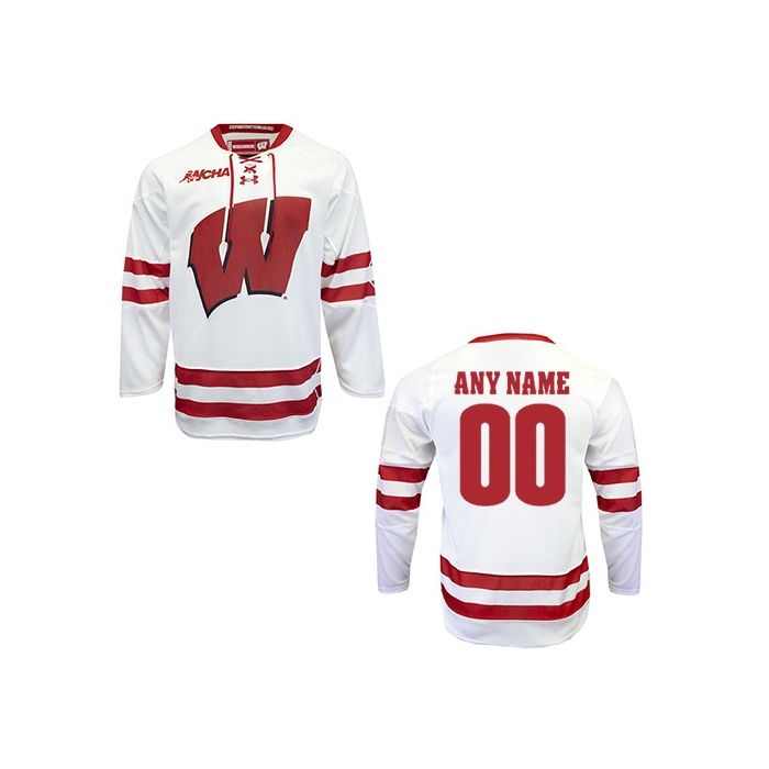 Under Armour Men's Wisconsin Badgers White Replica Hockey Jersey