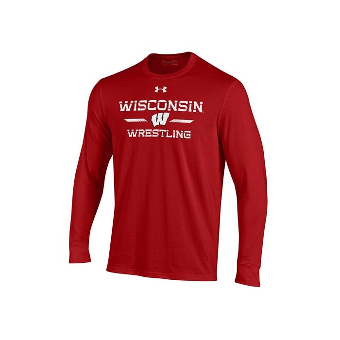 Ciudadano tinta Apretar Wisconsin Badgers Wrestling Under Armour Red Stencil Cotton Long Sleeve  T-Shirt | UWshop.com