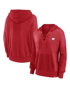 Wisconsin Badgers Red Women's Snow Washed Lace Hooded Sweatshirt