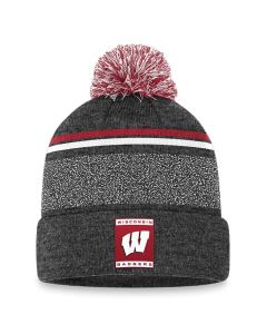 Wisconsin Badgers Top of the World Gray Harsh Cuffed Pom Knit