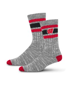 Wisconsin Badgers For Bare Feet Gray Alpine Varsity Sock