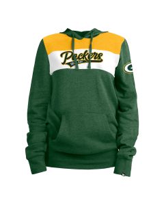 Green Bay Packers New Era Green Women's Contrast Blend Hooded Sweatshirt