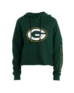 Green Bay Packers New Era Green Women's Raw Edge Hooded Sweatshirt