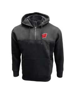 Wisconsin Badgers Black W Viktor 1/4 Zip Hooded Sweatshirt