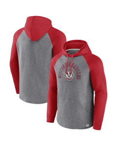 Wisconsin Badgers Heather Gray & Red Heritage Wrap Up Long Sleeve Hood
