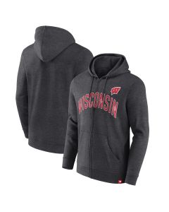 Wisconsin Badgers Black Iconic Full Zip Hooded Sweatshirt
