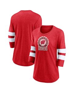 Wisconsin Badgers Red Women's Drive Forward 3/4 Sleeve T-Shirt