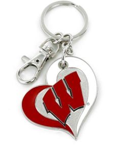 Wisconsin Badgers Swirl Heart Key Tag