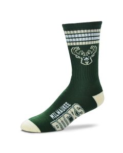 Milwaukee Bucks For Bare Feet Green 4 Stripe Deuce Crew Sock