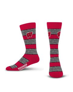 Wisconsin Badgers For Bare Feet Red White & Black RMC Multi Stripe Trouser Sock