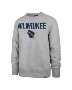 Milwaukee Bucks '47 Brand Gray State Line Crewneck Sweatshirt