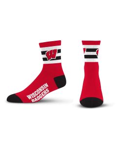 Wisconsin 5 Stripe Logo Quarter Sock