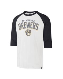 Milwaukee Brewers '47 Brand Sandstone Crescent Raglan 3/4 Sleeve T-Shirt