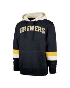 Milwaukee Brewers '47 Brand Navy Wordmark Lennox Hooded Sweatshirt