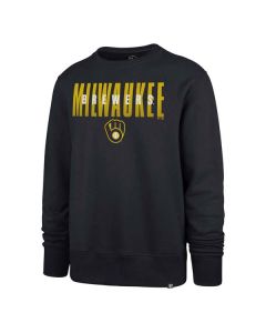 Milwaukee Brewers '47 Brand Navy Overlay Headline Crewneck Sweatshirt