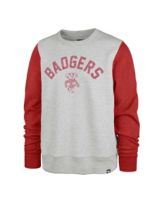 Wisconsin Badgers '47 Brand Gray & Red Boulevard Crewneck Sweatshirt
