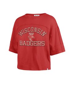 Wisconsin Badgers '47 Brand Red Women's Half Moon Stevie Crop T-Shirt