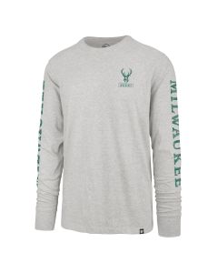 Milwaukee Bucks '47 Brand Gray Triple Down Franklin Long Sleeve T-Shirt