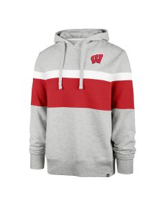 Wisconsin Badgers '47 Brand Gray & Red W Logo Warren Hooded Sweatshirt