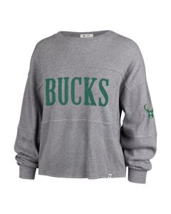 Milwaukee Bucks '47 Brand Gray Women's Get Loud Jada Long Sleeve T-Shirt