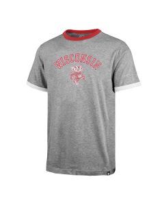 Wisconsin Badgers '47 Brand Slate & Red Bucky Arch Dalton Ringer T-Shirt