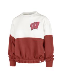 Wisconsin Badgers '47 Brand Women's Sandstone & Red W Logo Take Two Bonita Pullover Crew