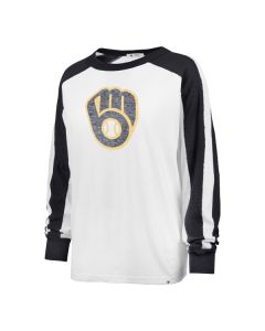 Milwaukee Brewers '47 Brand White Wash Women's Caribou Long Sleeve T-Shirt