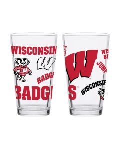 Wisconsin Badgers 16oz Logo Medley Pint Glass