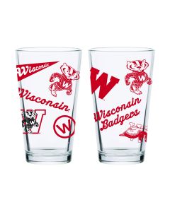 Wisconsin Badgers Indigo Falls 16oz Vault Logo Mixing Glass