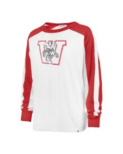 Wisconsin Badgers '47 Brand White & Red Women's Retro Caribou Long Sleeve T-Shirt