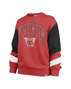 Wisconsin Badgers '47 Brand Red Women's Double Header Nova Crewneck Sweatshirt