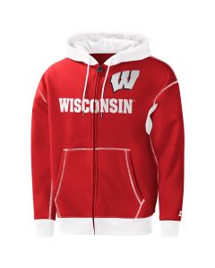Wisconsin Badgers Starter Red Pregame Full Zip Hooded Sweatshirt