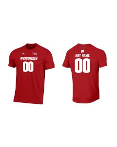 Wisconsin Badgers Under Armour Red Youth Custom Basketball Name & Number Performance Cotton T-Shirt