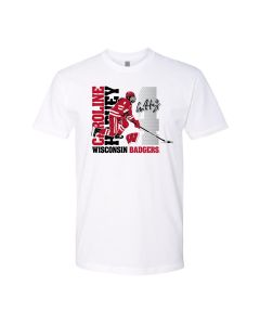 Wisconsin Badgers White Women's Hockey Caroline Harvey #4 T-Shirt