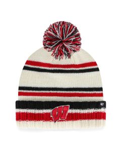 Wisconsin Badgers '47 Brand Natural Youth Driftway Cuffed Pom Knit