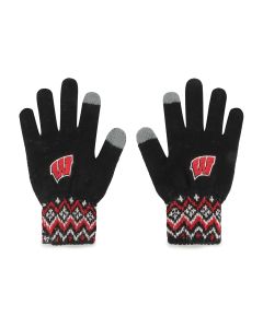 Wisconsin Badgers '47 Brand Black Women's Elsa Knit Glove