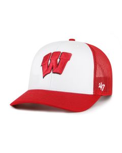 Wisconsin Badgers '47 Brand White & Red Freshman Trucker Adjustable Snapback Cap