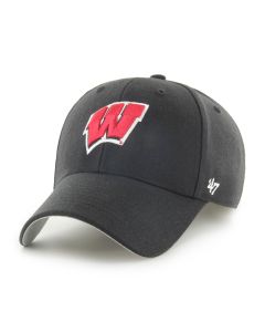 Wisconsin Badgers '47 Brand Black Youth W Logo MVP Adjustable Cap