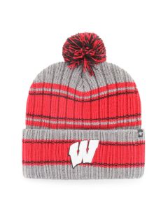 Wisconsin Badgers '47 Brand Red & Gray Rexford Cuffed Pom Knit