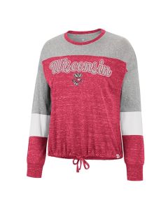 Wisconsin Badgers Colosseum Women's Red & Gray Joanna Tie Front Long Sleeve 